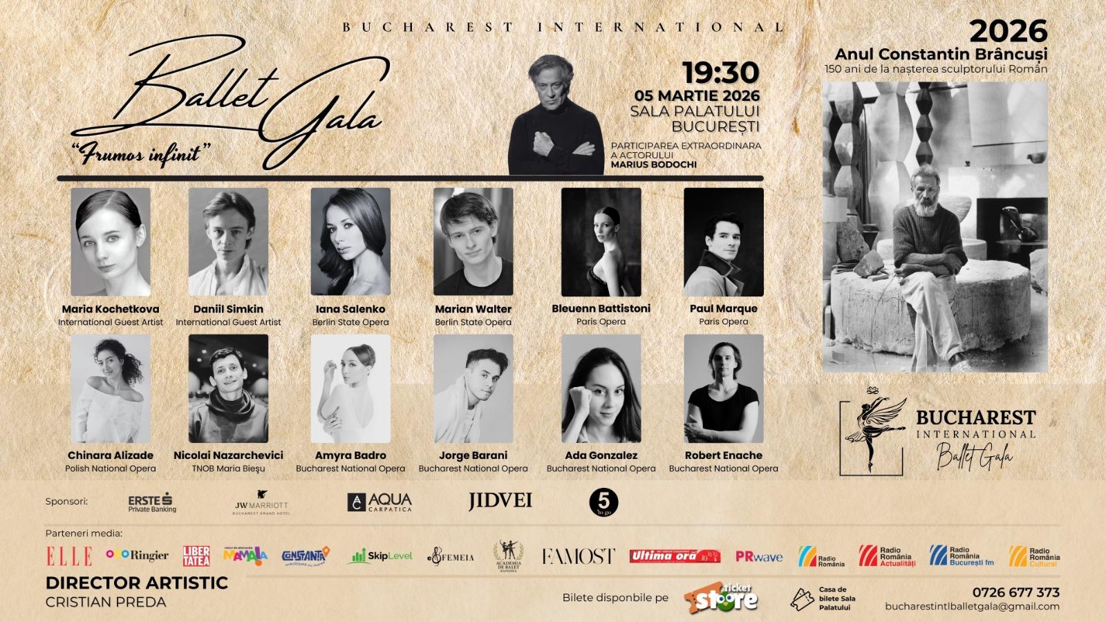 Marius Bodochi dă voce universului lui Brâncuși, la Bucharest International Ballet Gala